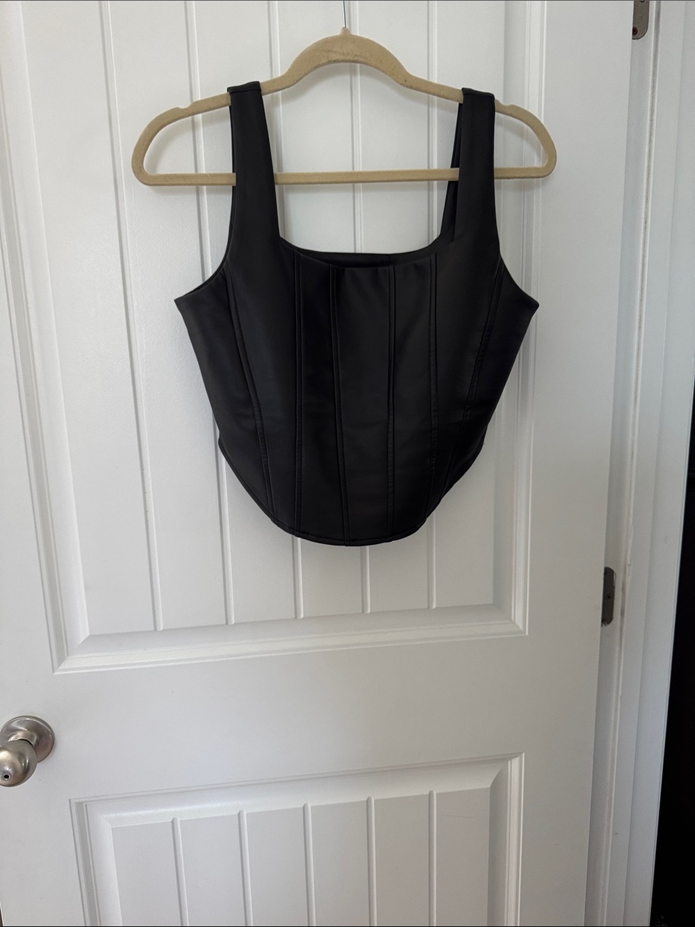 Faux Leather Black Corset Crop Top